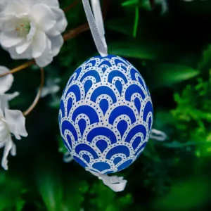 Oeuf de Pâques – Écaille blanche et bleu marine