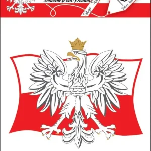 Autocollant résistant aux intempéries représentant l'Aigle polonais sur une fenêtre de voiture, affichant la fierté polonaise avec un emblème adhésif durable.