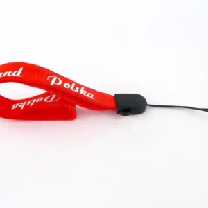 Longe téléphonique POLSKA robuste et stylée, montrant des couleurs vives et une attache sécurisée pour votre téléphone.