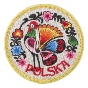 Patch brodé folklorique : un hommage à la tradition et à la culture.